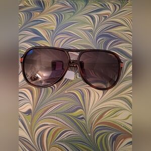 Carrera Brown Faux Tortoise Aviator Sunglasses NWT RETRO LOOK